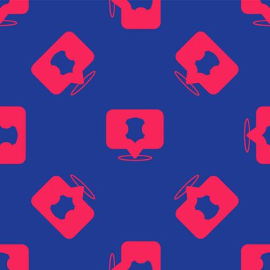 Kırmızı deri ikon mavi arkaplanda izole edilmiş kusursuz desen. Vektör