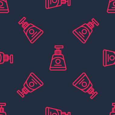 Kırmızı çizgi kremi ya da losyon kozmetik tüp ikonu siyah arkaplanda izole edilmiş kusursuz desen. Kadınlar için vücut bakım ürünleri. Vektör