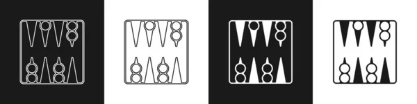 Setzen Sie Das Backgammon Board Symbol Isoliert Auf Schwarzem Und — Stockvektor