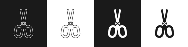 Set Scissors Icon Isolated Black White Background Tailor Symbol Cutting — Stock Vector