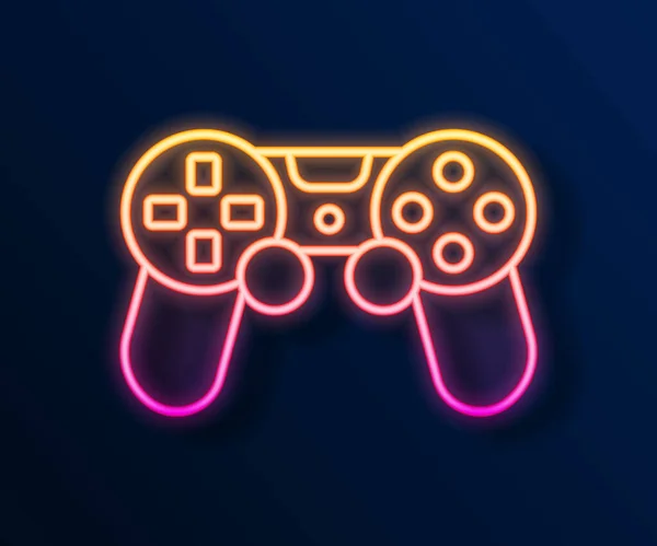 Leuchtender Neon Line Game Controller Oder Steuerknüppel Für Spielkonsolen Icon — Stockvektor