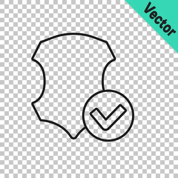 Icono Cuero Línea Negra Aislado Sobre Fondo Transparente Vector — Vector de stock