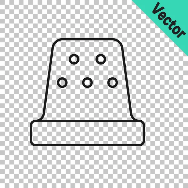 Черная Линия Наперсток Шитья Иконки Изолированы Прозрачном Фоне Вектор — стоковый вектор