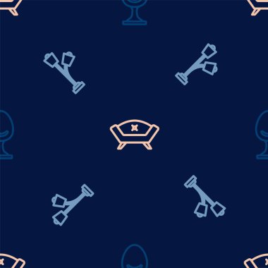 Kol sandalyesini, lambayı ve kanepeyi pürüzsüz desene ayarlayın. Vektör