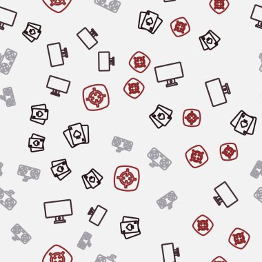 Satır Oynatma Kartları, Bilgisayar monitörü, Oyun kumandası joystick ve Hedefleme sporu kusursuz desende. Vektör