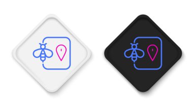 Satır Arısı konum haritası pin imleci simgesi beyaz arkaplanda izole edildi. Çiftlik hayvanı haritası işaretçisi. Renkli taslak konsepti. Vektör