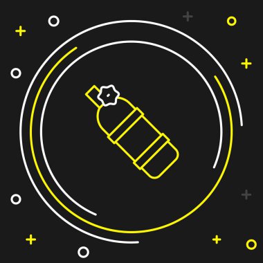 Aqualung simgesi siyah arkaplanda izole edildi. Dalgıçlar için oksijen tüpü. Dalış ekipmanları. Olağanüstü bir spor. Su altı ekipmanları. Renkli taslak konsepti. Vektör