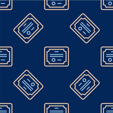 Satır Sertifikası şablonu simgesi mavi arkaplanda izole edildi. Başarı, ödül, diploma, burs, diploma kavramları. Vektör