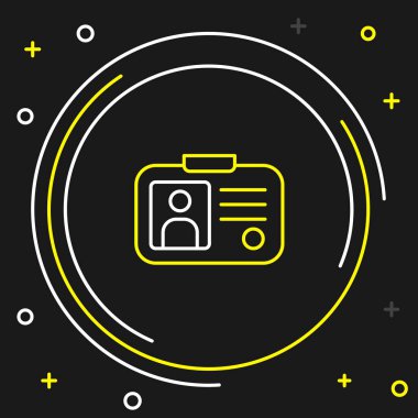 Line Taxi sürücü ehliyeti simgesi siyah arkaplanda izole edildi. Renkli taslak konsepti. Vektör