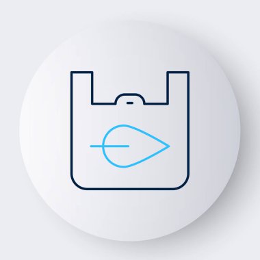 Beyaz arka planda izole edilmiş geri dönüşüm simgesi olan çizgi kâğıt alışveriş torbası. Geri dönüşüm sembollü çanta. Renkli taslak konsepti. Vektör