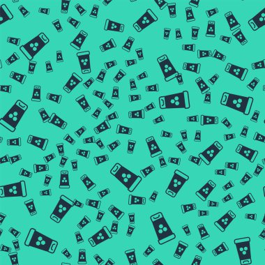 Bal ikonlu siyah kozmetik tüp yeşil arka planda izole edilmiş pürüzsüz desen. Doğal cilt bakımı. Vektör