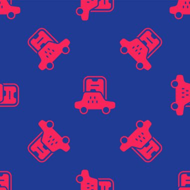 Kırmızı Taksi mobil uygulama simgesi mavi arkaplanda izole edilmiş. Mobil uygulama taksisi. Vektör