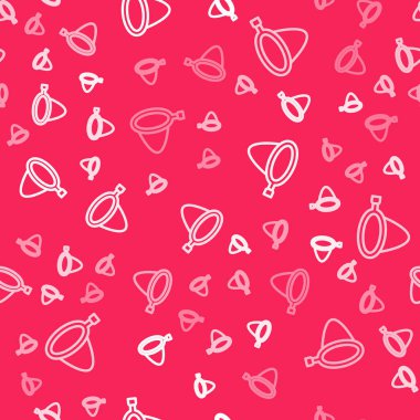 Beyaz çizgi balıkçı ağı simgesi kırmızı arkaplanda izole edilmiş kusursuz desen. Balık oltası. Vektör