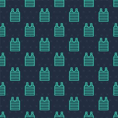 Yeşil çizgili denizci tişörtü ikonu mavi arka planda izole edilmiş kusursuz desen. Denizci objesi. Vektör