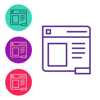 Satır Tarayıcı pencere simgesini beyaz arkaplanda izole et. Simgeleri renklendirin. Vektör