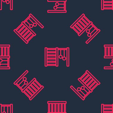 Kırmızı çizgi Tahta duvar ikonu siyah arkaplanda izole edilmiş pürüzsüz desen. İsveç merdivenleri. Vektör