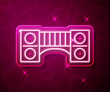 Parlayan neon hattı, kırmızı arka planda izole edilmiş oyun alanı çocuk köprüsü ikonu. Vektör