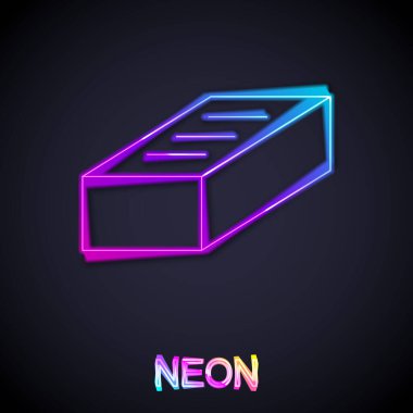 Parlayan neon hattı Brick simgesi siyah arkaplanda izole edildi. Vektör