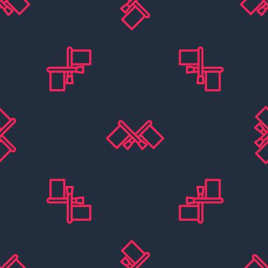 Kırmızı çizgi bayrak simgesi siyah arkaplanda izole edilmiş. Yer belirleyici sembol. Vektör