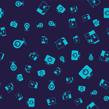 Güç düğmesini, bilgisayar çantasını, oyun için göğsü ve kusursuz şablonu ayarla. Vektör