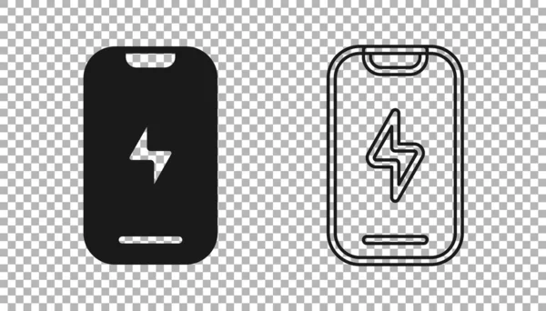 Zwarte Smartphone Mobiele Telefoon Pictogram Geïsoleerd Transparante Achtergrond Vector — Stockvector