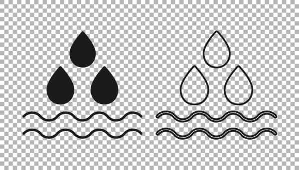 Черная Вода Падение Значок Изолирован Прозрачном Фоне Вектор — стоковый вектор