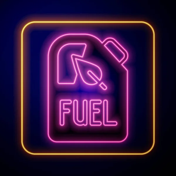 Icono Del Bote Combustible Bio Neón Brillante Aislado Sobre Fondo — Vector de stock