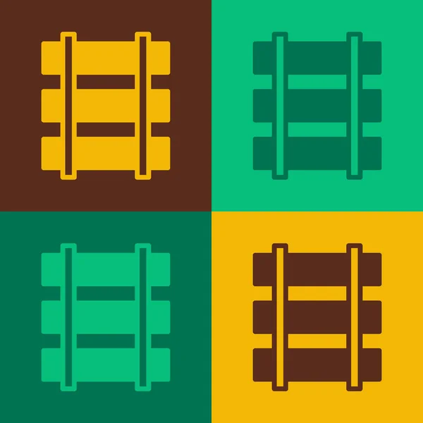 Pop Art Railway Ikona Torów Kolejowych Izolowane Tle Koloru Wektor — Wektor stockowy