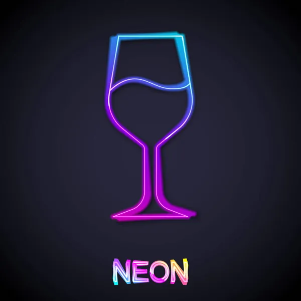 Glowing Neon Line Wine Glass Icon Isolated Black Background Wineglass — Stock Vector