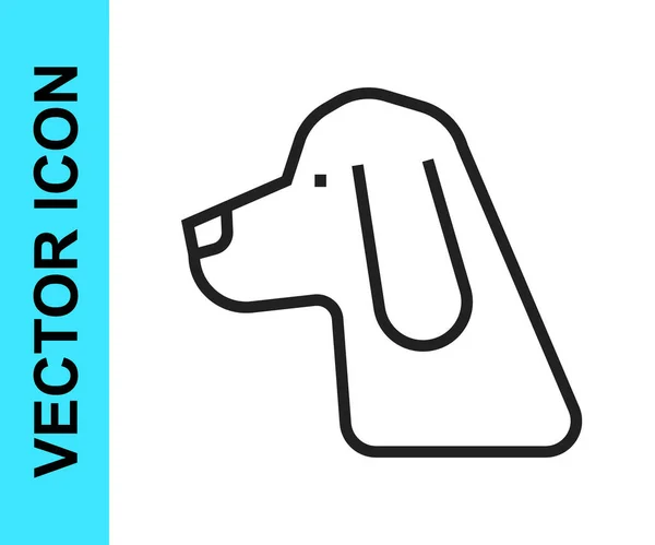Black Line Hunting Dog Icon Isolated White Background Vector — Stock Vector