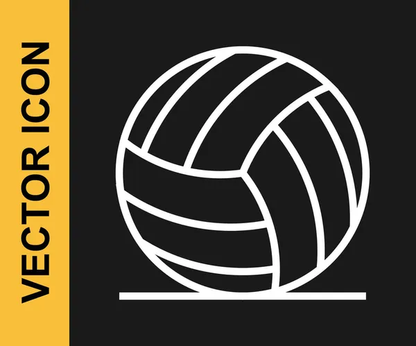 Weiße Linie Volleyball Symbol Isoliert Auf Schwarzem Hintergrund Sportgeräte Vektor — Stockvektor