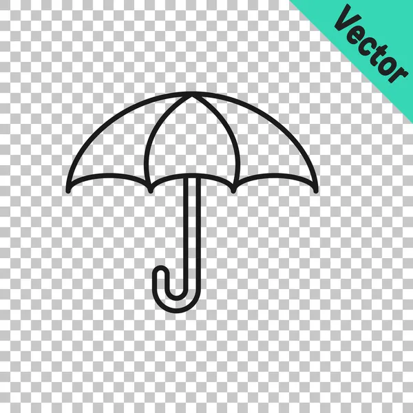 Schwarze Linie Regenschirm Symbol Isoliert Auf Transparentem Hintergrund Versicherungskonzept Wasserdichtes — Stockvektor