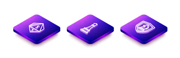 Set Isométrico Juego Dados Ajedrez Icono Vector — Vector de stock