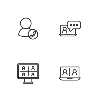 Görüntülü sohbet konferansı ve simgesini ayarla. Vektör