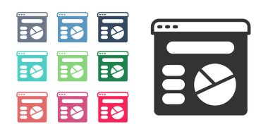 Beyaz arkaplanda siyah pasta grafiği ikonu izole edildi. Diyagram çizelgesi. Simgeleri renklendirin. Vektör