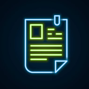 Parlayan neon hattı simgesi siyah arkaplanda izole edildi. Özgeçmiş başvurusu. Profesyonel personel aranıyor. Personel analizi devam ediyor. Renkli taslak konsepti. Vektör