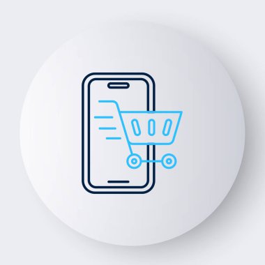 Telefon hattı ve alışveriş arabası simgesi beyaz arka planda izole edildi. İnternetten satın alma sembolü. Süpermarket sepeti sembolü. Renkli taslak konsepti. Vektör