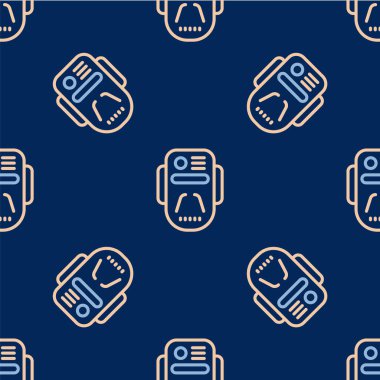 Çizgi Yapay Zeka robot simgesi mavi arkaplanda kusursuz desen izole etti. Makine öğrenme, bulut hesaplama. Vektör