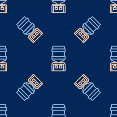 Ofis ve ev ikonu için Line Water soğutucusu mavi arka planda izole edilmiş kusursuz desen. Su dağıtıcısı. Şişe ofisi, plastik ve sıvı. Vektör