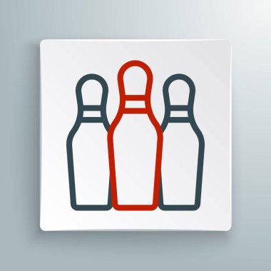 Çizgi Bowling pin simgesi beyaz arkaplanda izole edildi. Hokkabazlık kulüpleri, sirk şekerlemeleri. Renkli taslak konsepti. Vektör