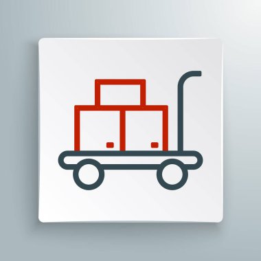 Hat Trolley bavul simgesi beyaz arkaplanda izole edildi. Seyahat bagaj tabelası. Seyahat bagaj ikonu. Renkli taslak konsepti. Vektör