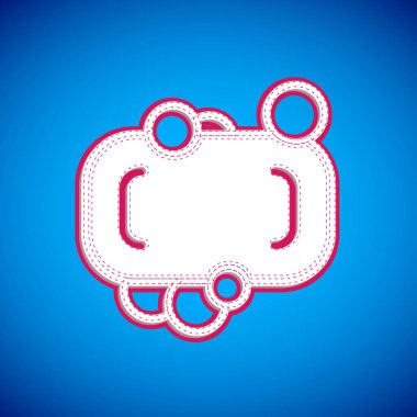 Mavi arkaplanda beyaz sabun simgesi izole edilmiş. Köpüklü sabun çubuğu. Vektör