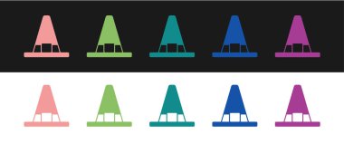 Cadı şapkası simgesini siyah beyaz arkaplanda izole et. Mutlu Cadılar Bayramı Partisi. Vektör