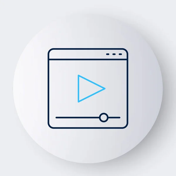 Line Online spielen Video-Symbol isoliert auf weißem Hintergrund. Filmstreifen mit Spielzeichen. Buntes Rahmenkonzept. Vektor — Stockvektor