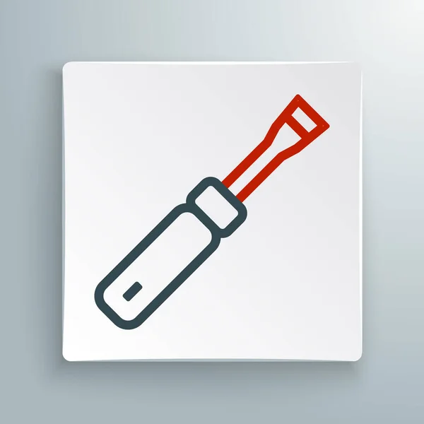 Línea Icono del destornillador aislado sobre fondo blanco. Símbolo herramienta de servicio. Concepto de esquema colorido. Vector — Vector de stock
