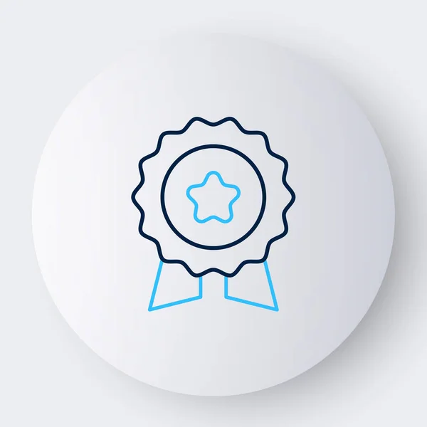 하얀 배경에 별 모양의 아이콘이 그려진 라인 메달. 승자의 상징이지. 화려 한 윤곽 개념. Vector — 스톡 벡터