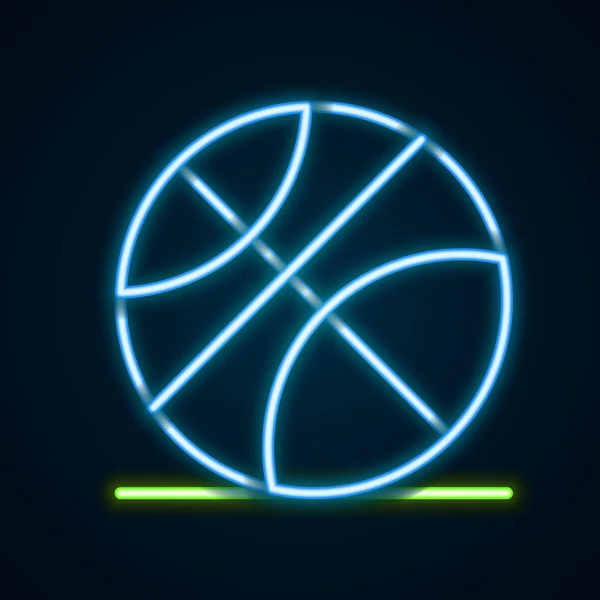 Linea fluorescente icona palla da basket isolato su sfondo nero. Simbolo sportivo. Concetto di contorno colorato. Vettore — Vettoriale Stock