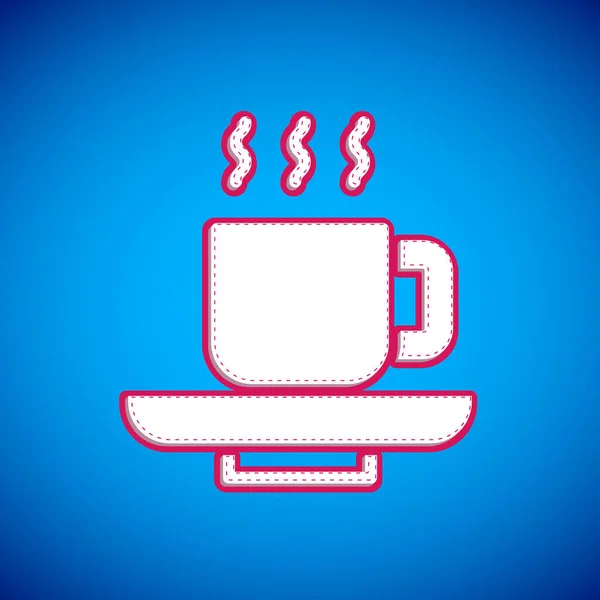 White Coffee cup icon isolated on blue background. Tea cup. Hot drink coffee. Vector — Stock Vector