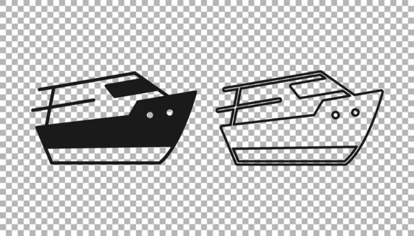 Black Speedboat icono aislado sobre fondo transparente. Vector — Vector de stock