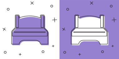 Büyük yatağı beyaz ve mor arkaplanda iki ya da bir kişi için ayır. Vektör